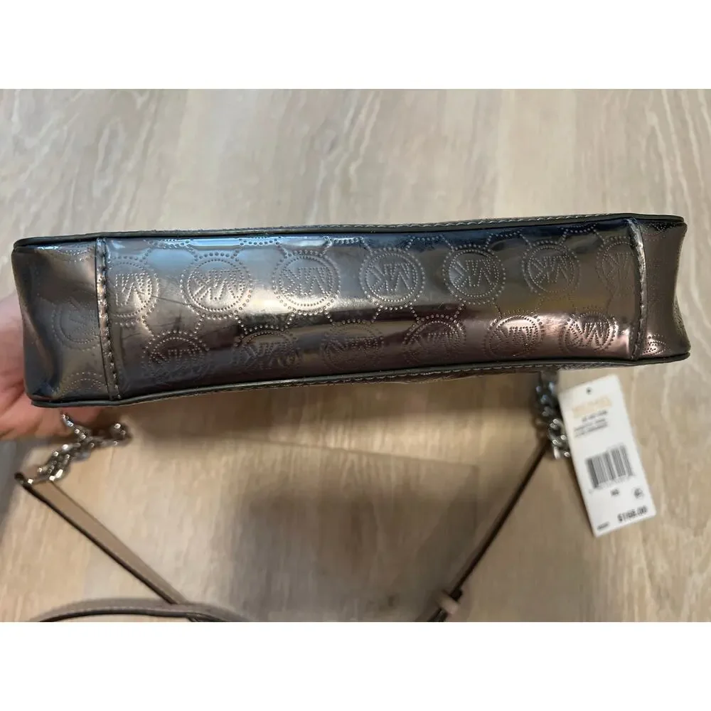 NWT Michael Kors Patent Leather Logo Chain with Leather Strap Mini Crossbody Bag